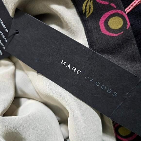 NWT Marc Jacobs Silk Black Pink Floral Skirt 4 Womens - Picture 10 of 12